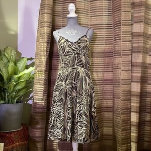 Newport News Brown Floral Flare Vacation Dress